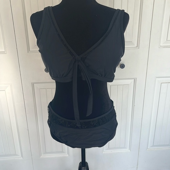 Black lace swim suit, with lace ties - Picture 1 of 4